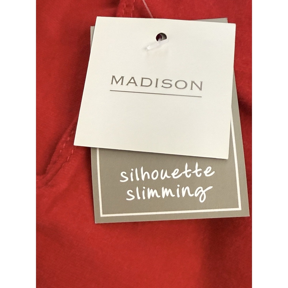 Madison Womens Corduroy Slim Pants Red High Rise Pockets Stretch 10 NWT - Picture 3 of 8